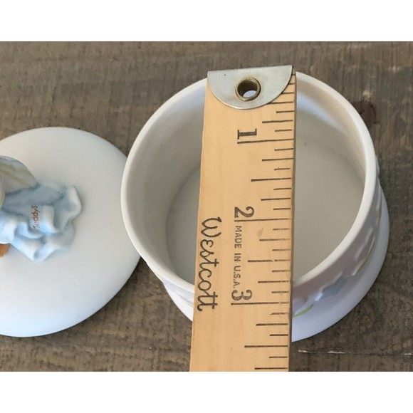 Teddy Beddy Bear Porcelain Round Trinket Jewelry Box with Cover 1982 Enesco - Picture 12 of 13